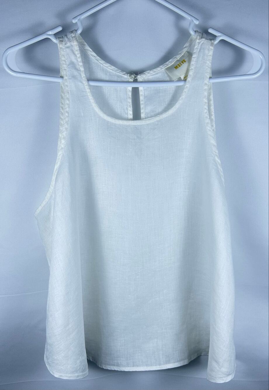 Maeva Linen Tank Tops White, Size Med
